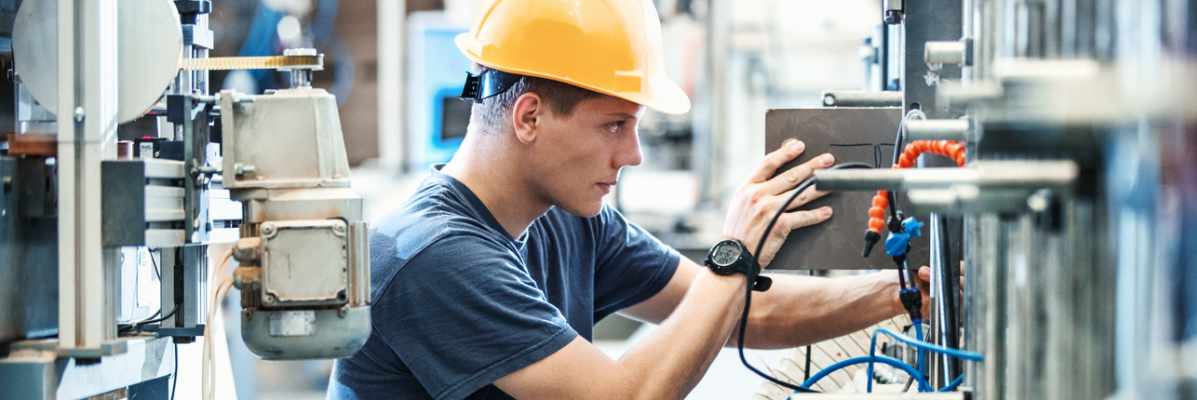 A man concentrating while working 